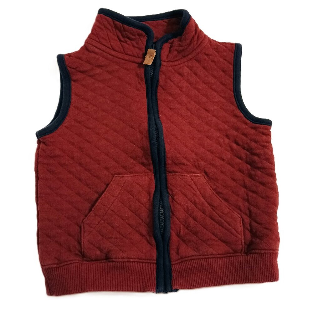 EUC: Carter's sz 24M Red Quilted Full-Zip Vest with Pockets